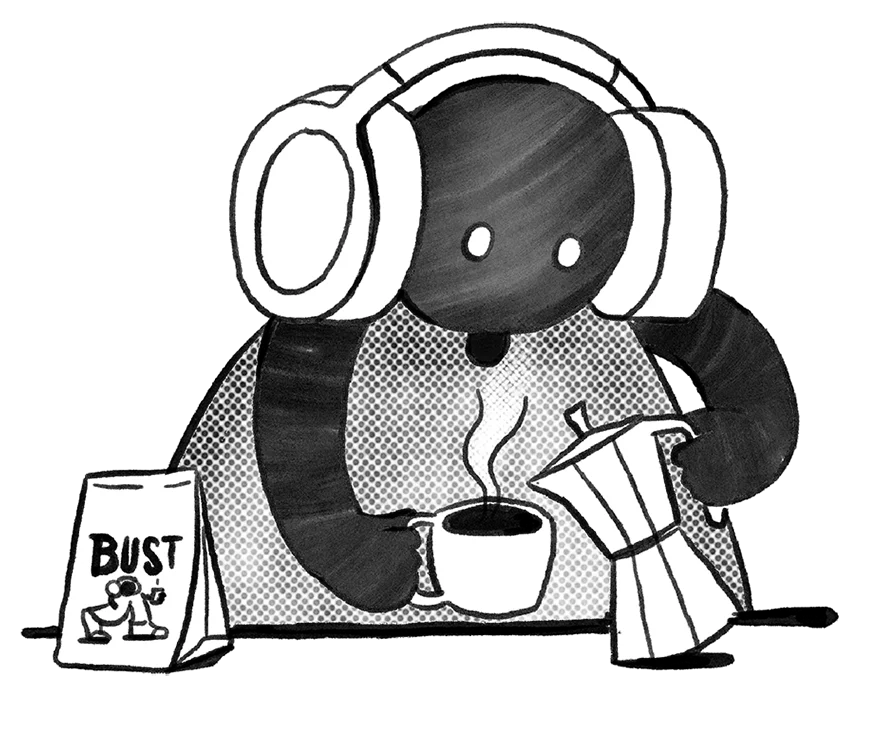 Busty con cascos sirviendo caf&eacute; de especialidad BUST con cafetera italiana